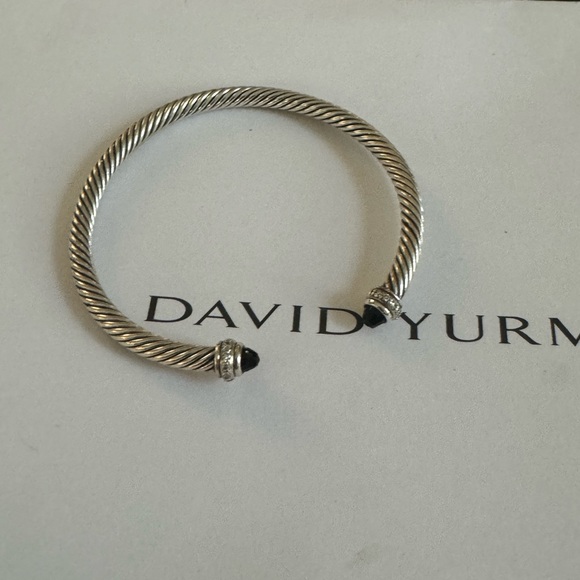 David Yurman Classic Cable Bracelet Sterling Silver Black Onyx/Diamonds - Picture 2 of 10